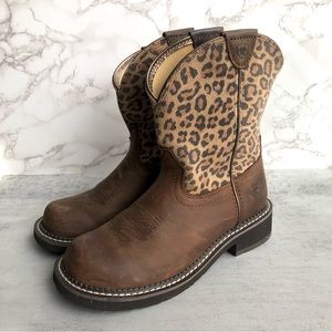 Ariat Fatbaby Heritage Fay Leopard Print Boots Size 6